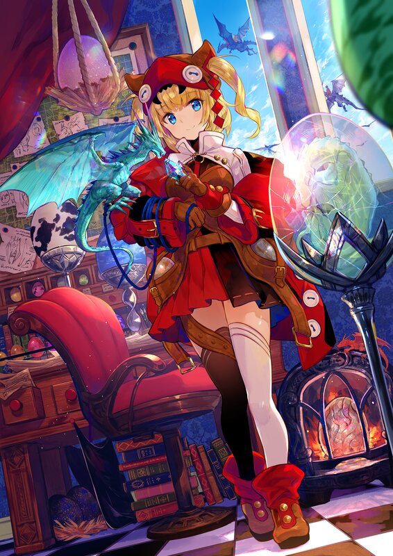 Blonde Girl with Dragon — Red