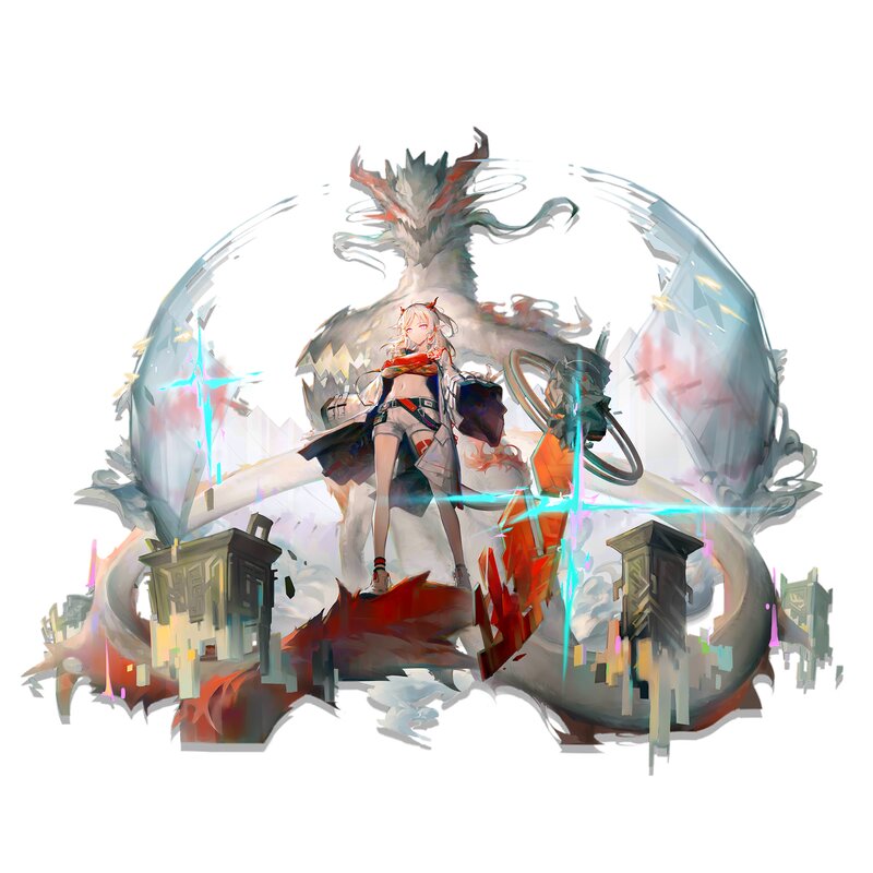 Blonde Girl with Dragon — White