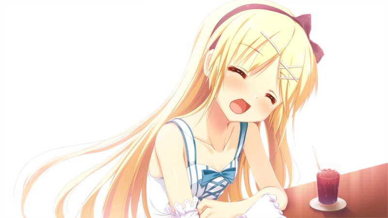 blonde girl with drink