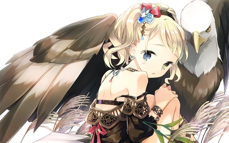 Blonde Girl with Eagle — Brown