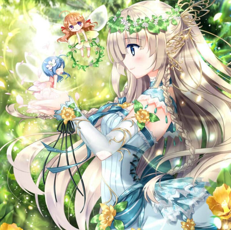 Blonde Girl with Fairies — Blue