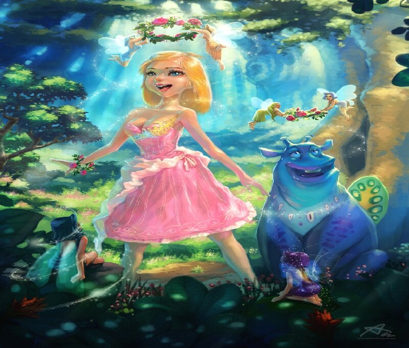 Blonde Girl with Fairies