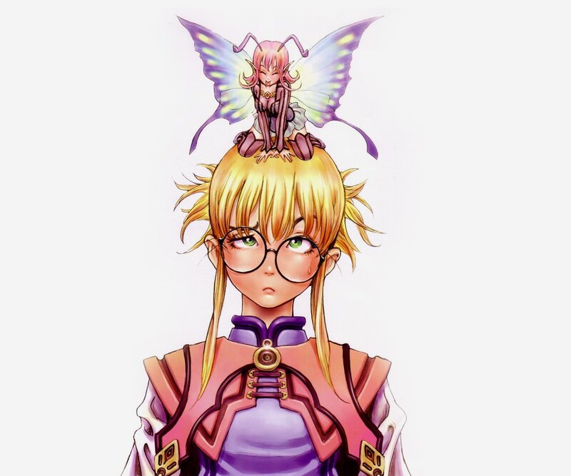 blonde girl with fairy companion