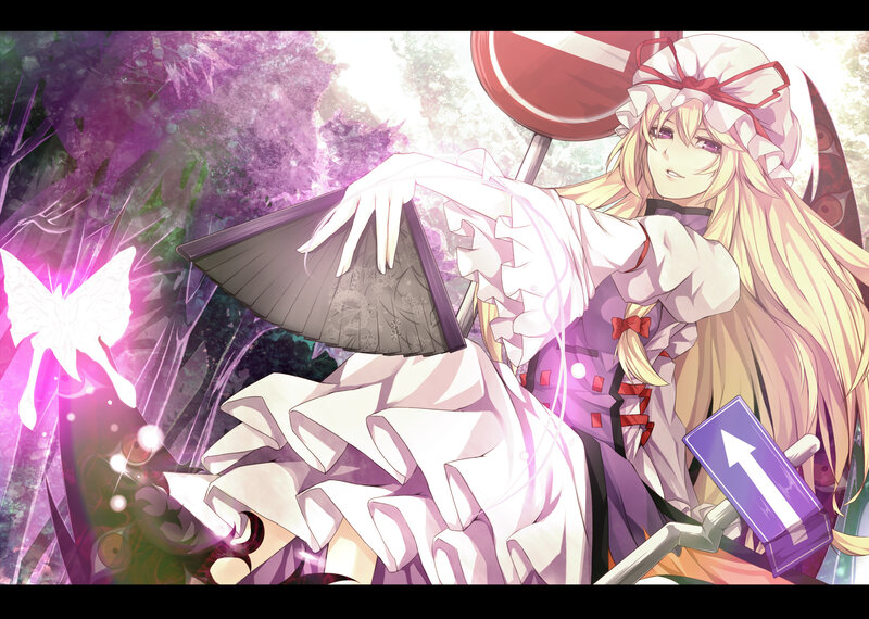 Blonde Girl with Fan — Purple