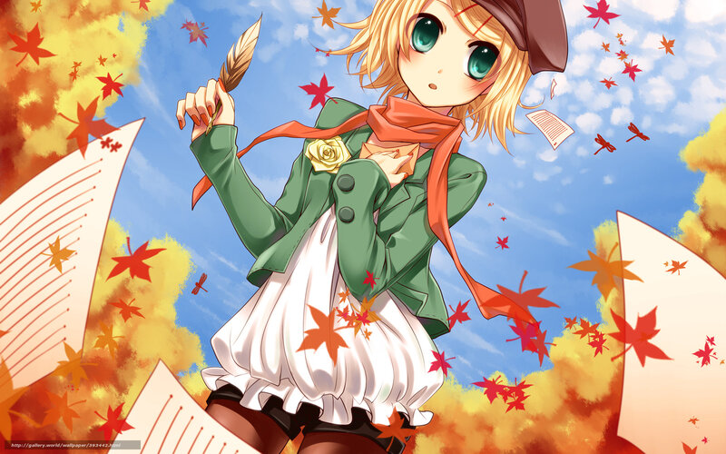 Blonde Girl with Feather — Green