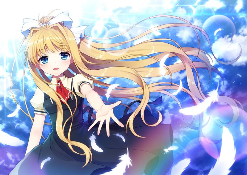 Blonde Girl with Feathers — Blue, Ethereal