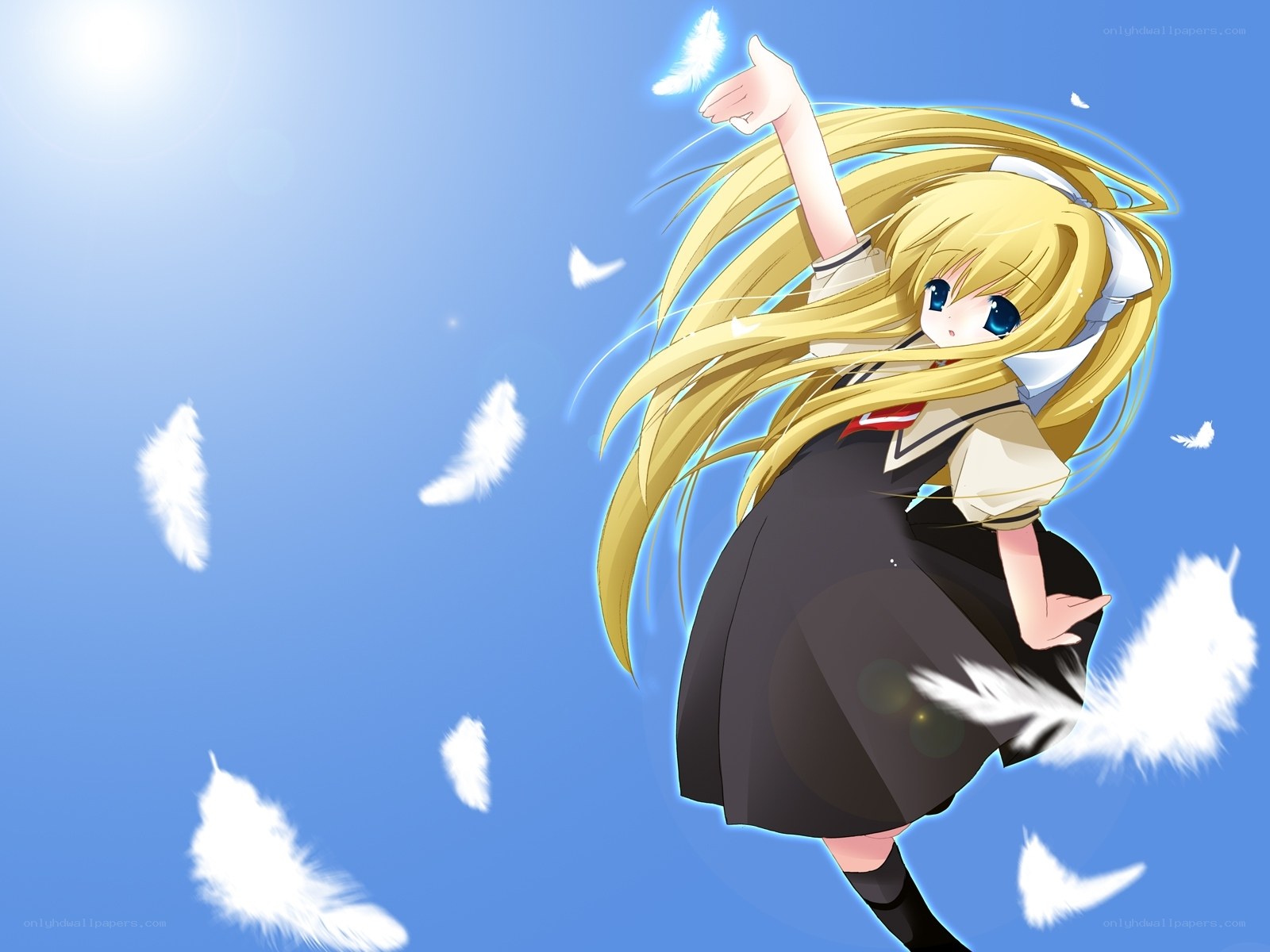 blonde girl with feathers