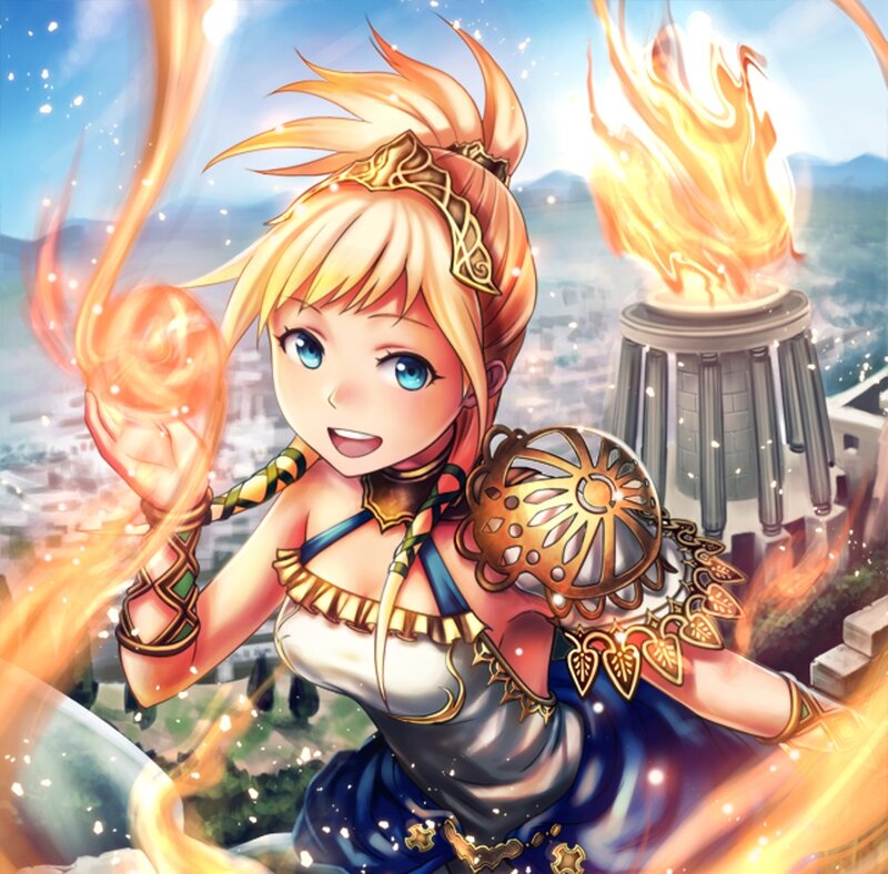 Blonde Girl with Fire Magic — Blue