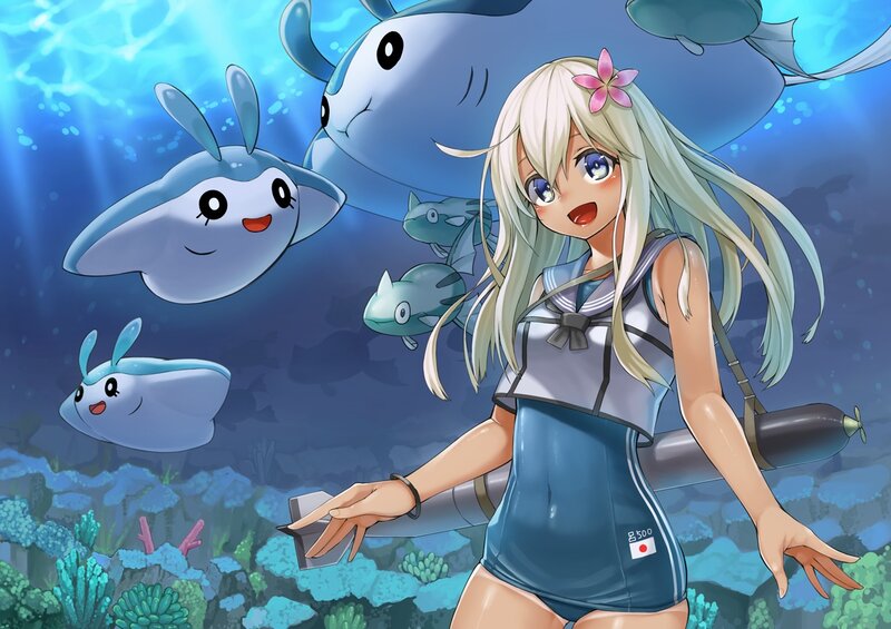Blonde Girl with Fish — Blue