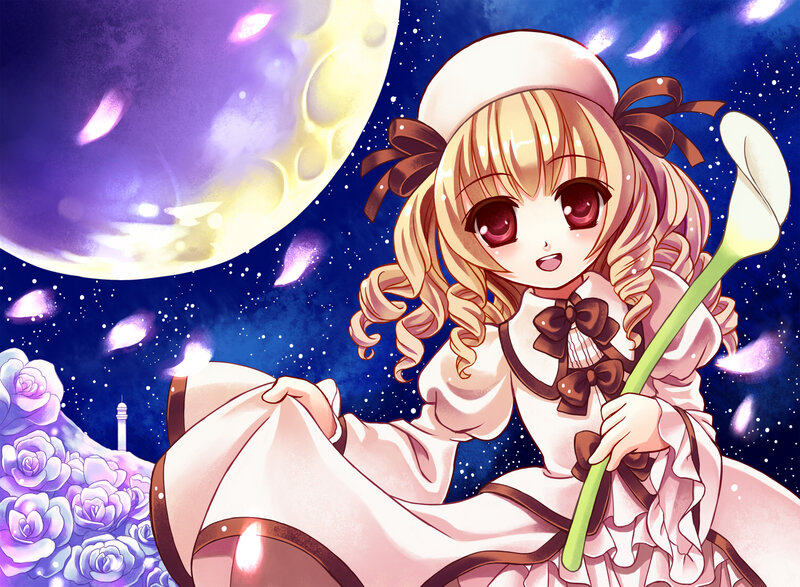 Blonde Girl with Flower — Purple