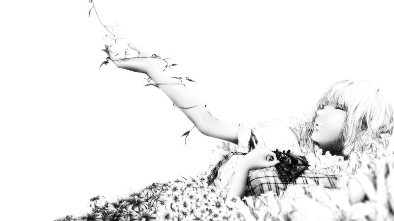 Blonde Girl with Flowers — Black