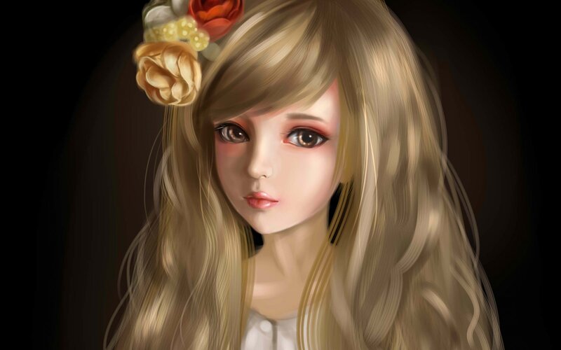Blonde Girl with Flowers — Dramatic