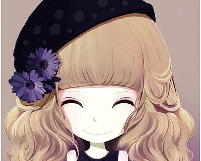 Blonde Girl with Flowers — Happy