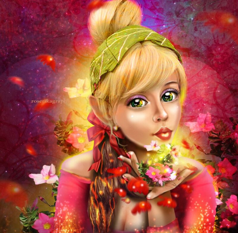 Blonde Girl with Flowers — Pink, Magical