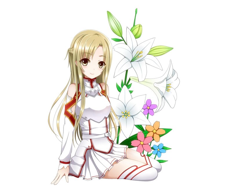 Blonde Girl with Flowers — White, Serene