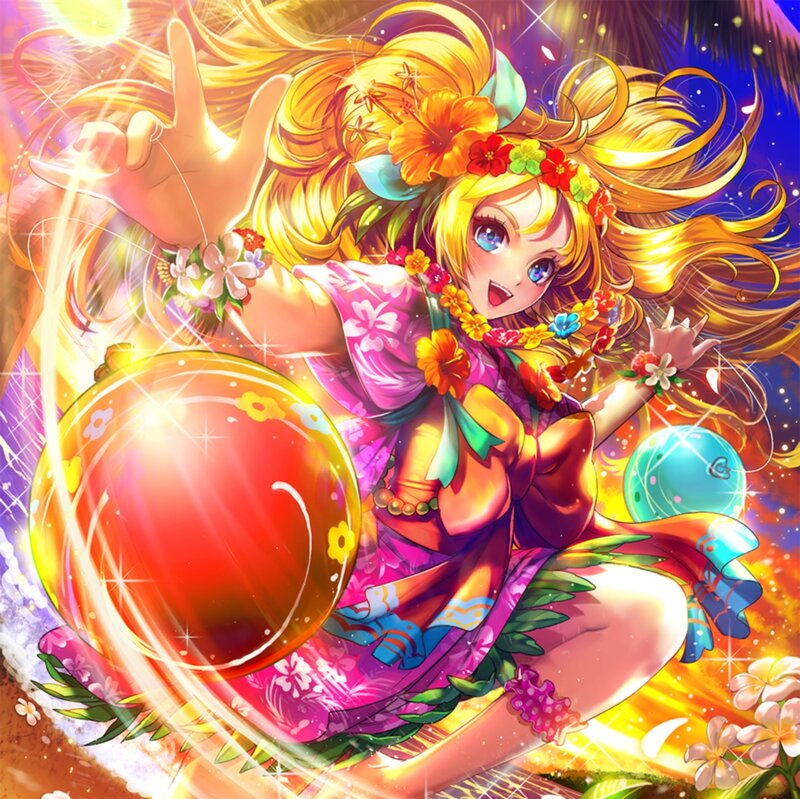 Blonde Girl with Flowers — Yellow, Energetic