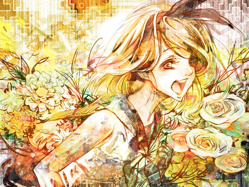 Blonde Girl with Flowers — Yellow