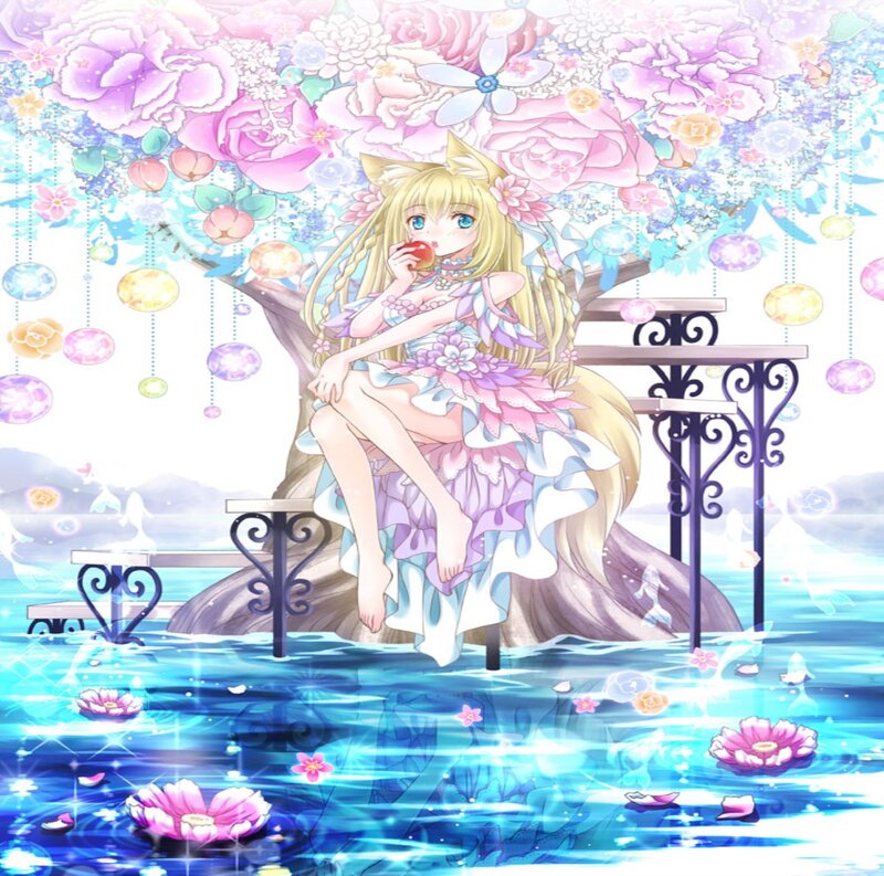 Blonde Girl with Fox Ears — Blue, Serene