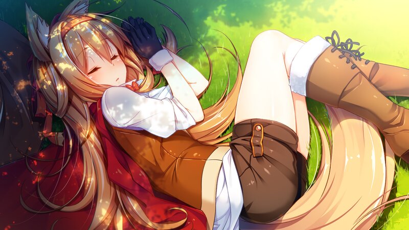 Blonde Girl with Fox Ears — Green