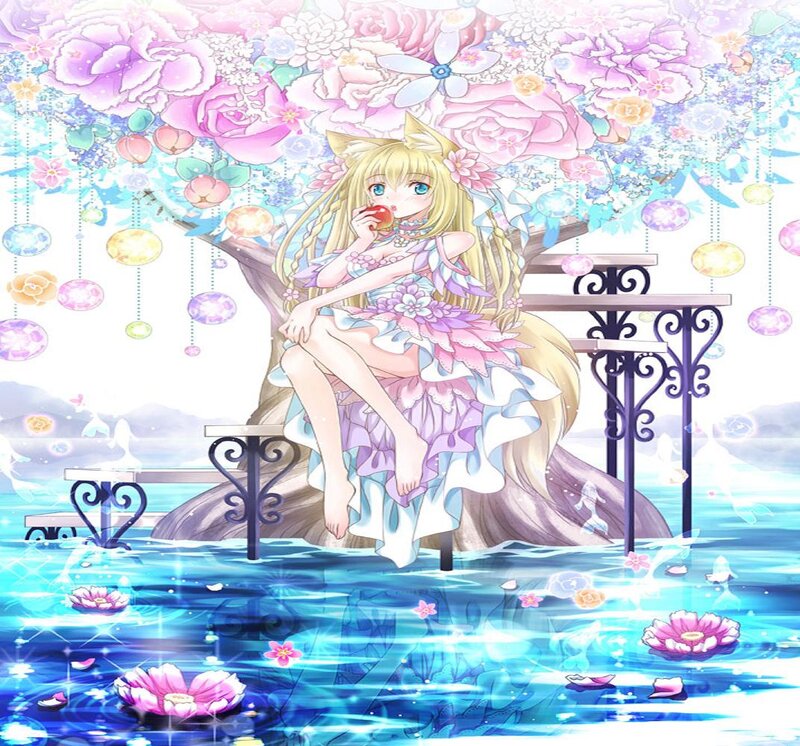 Blonde Girl with Fox Ears — Pink