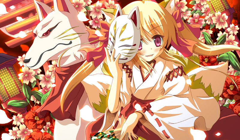 Blonde Girl with Fox Mask — Red