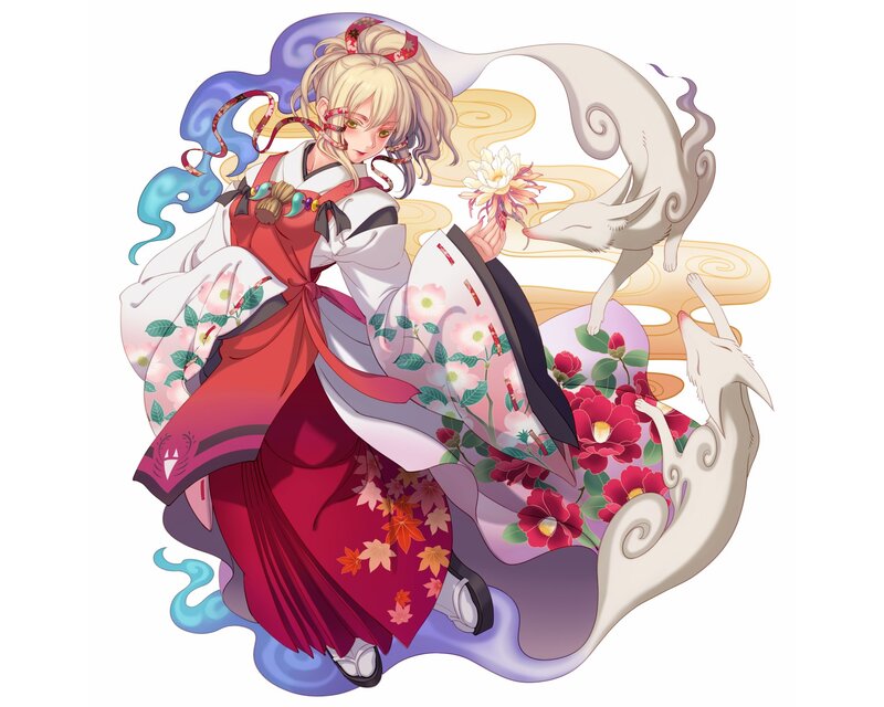 Blonde Girl with Foxes
