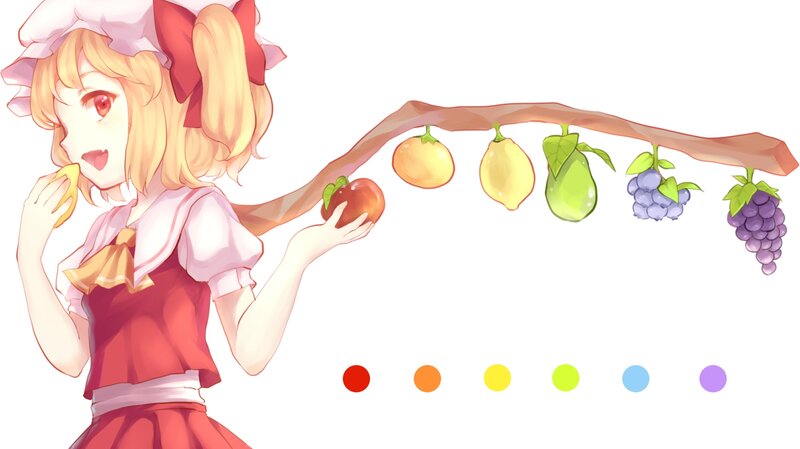 Blonde Girl with Fruit — Red