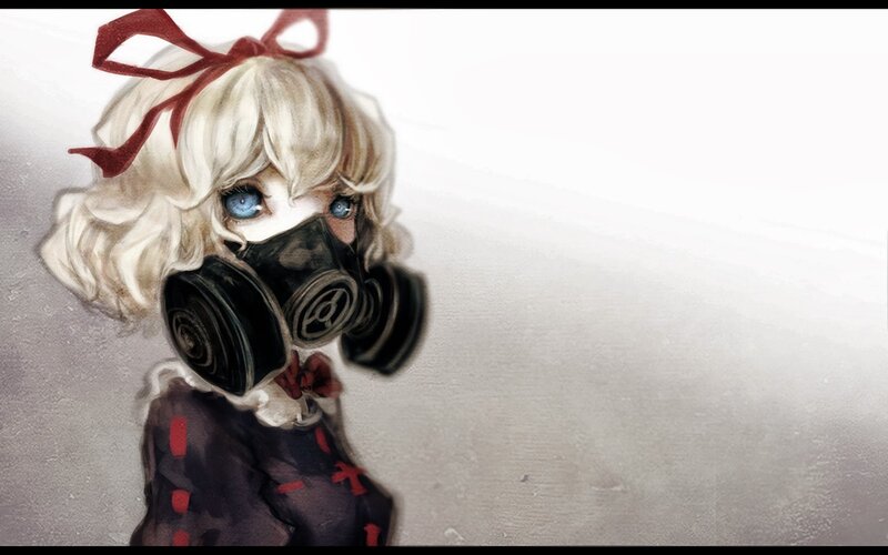 Blonde Girl with Gas Mask