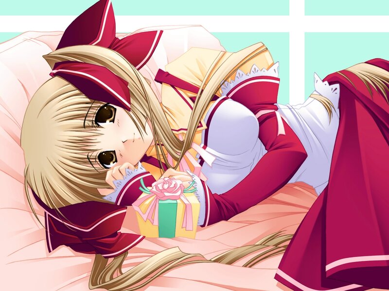 Blonde Girl with Gift — Red