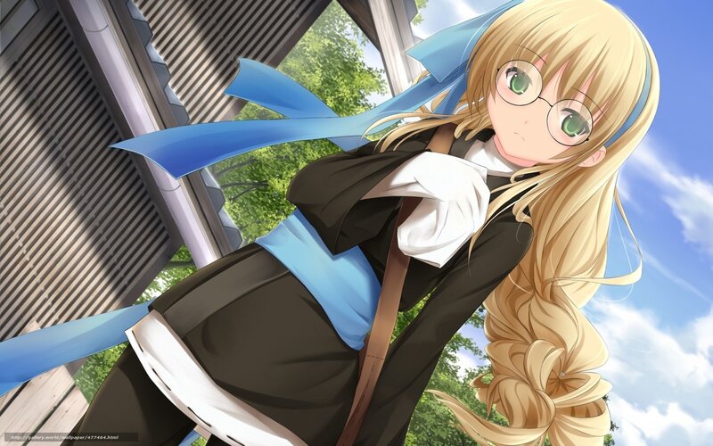 blonde girl with glasses