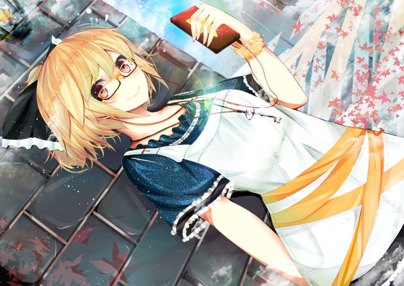 blonde girl with glasses