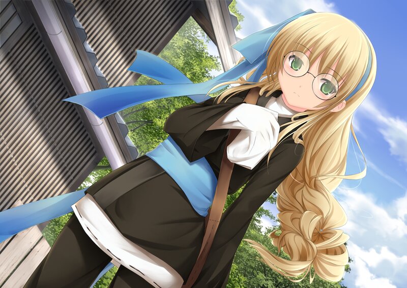 Blonde Girl with Glasses — Blue
