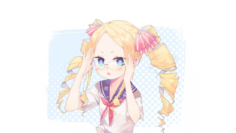 Blonde Girl with Glasses — White