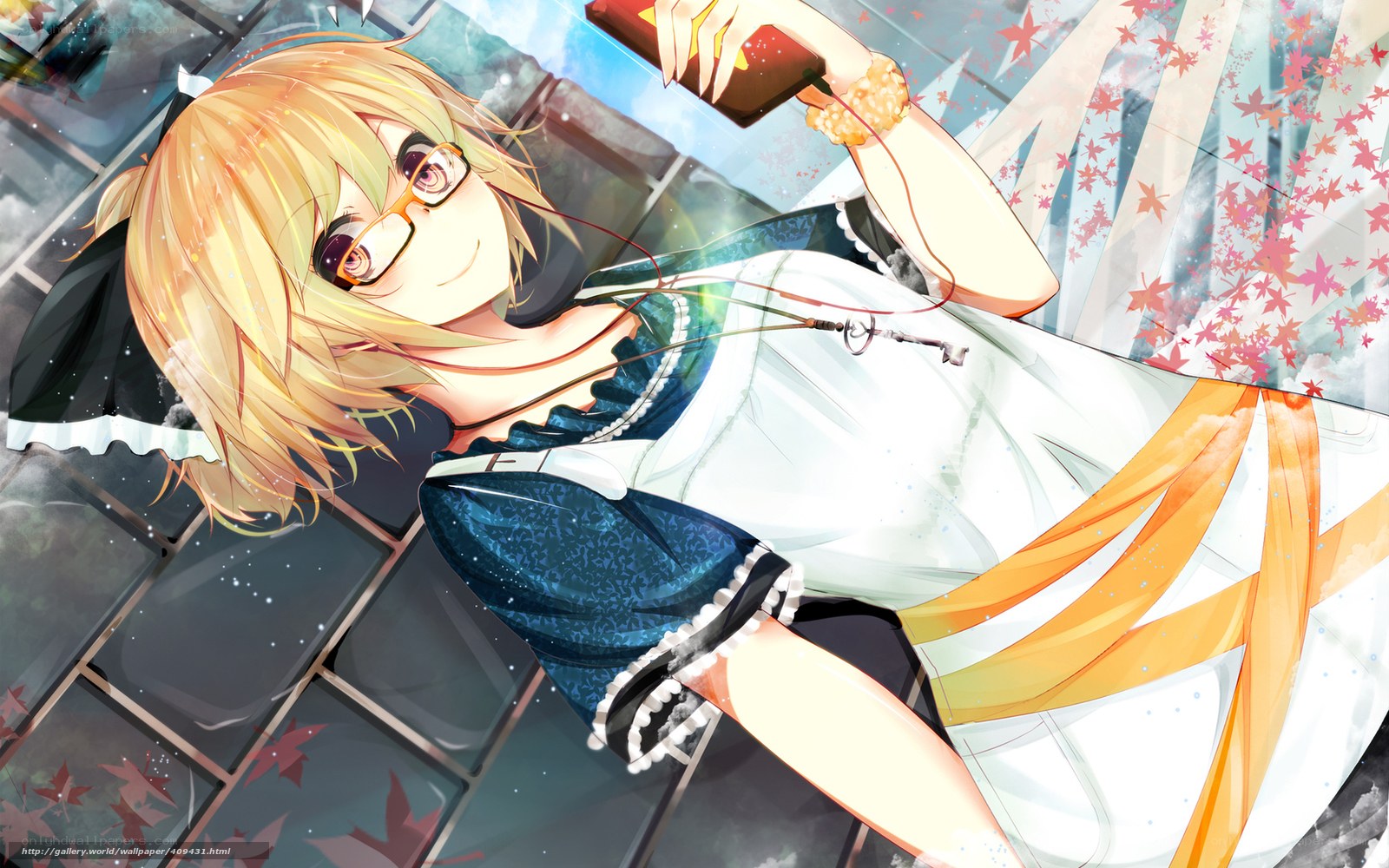 blonde girl with glasses