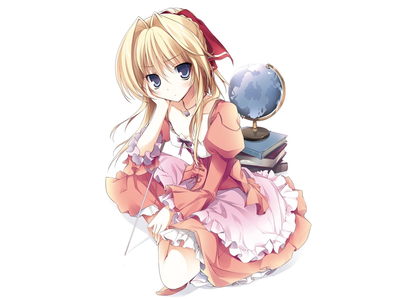 blonde girl with globe