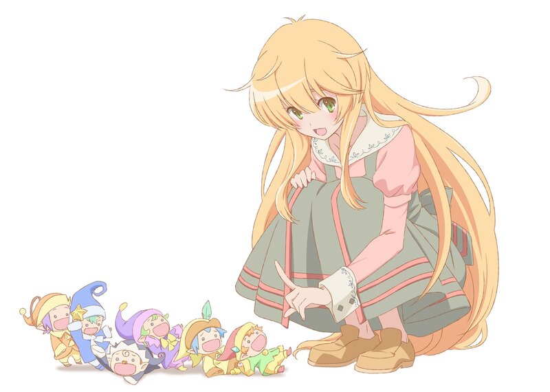 Blonde Girl with Gnomes
