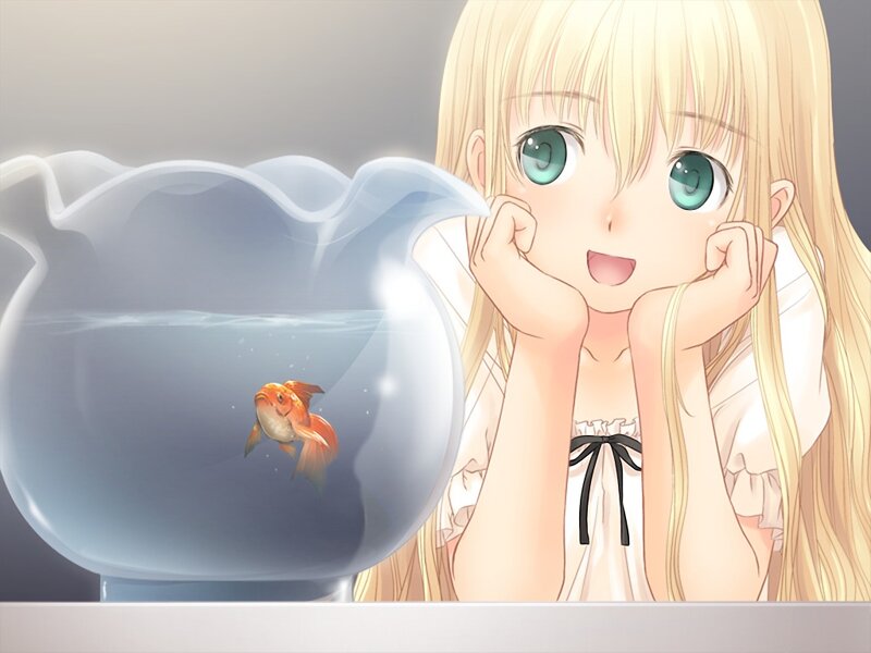 Blonde Girl with Goldfish