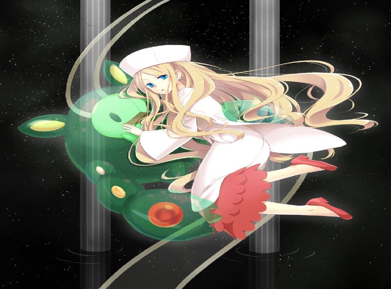 Blonde Girl with Green Creature