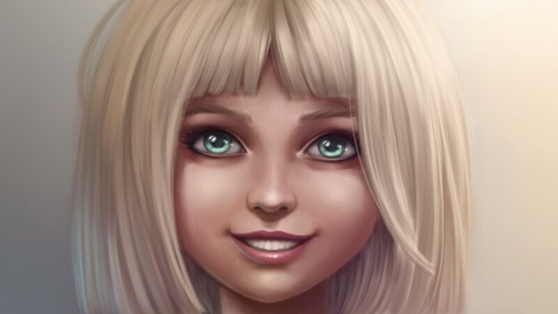 blonde girl with green eyes