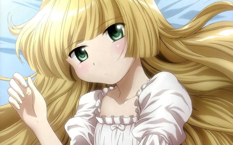 blonde girl with green eyes