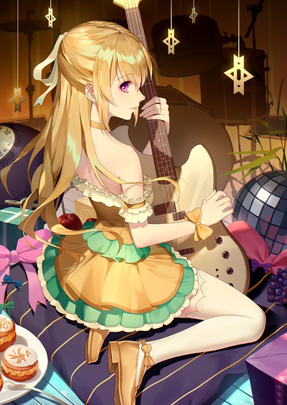 Blonde Girl with Guitar — Yellow, Calm