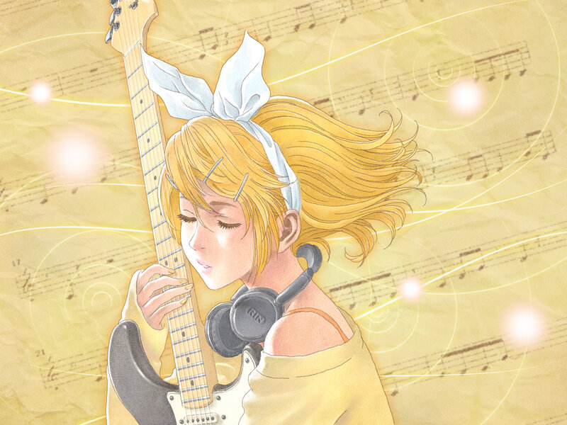 Blonde Girl with Guitar — Yellow