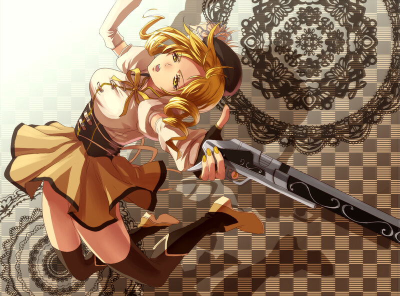 Blonde Girl with Gun — Brown