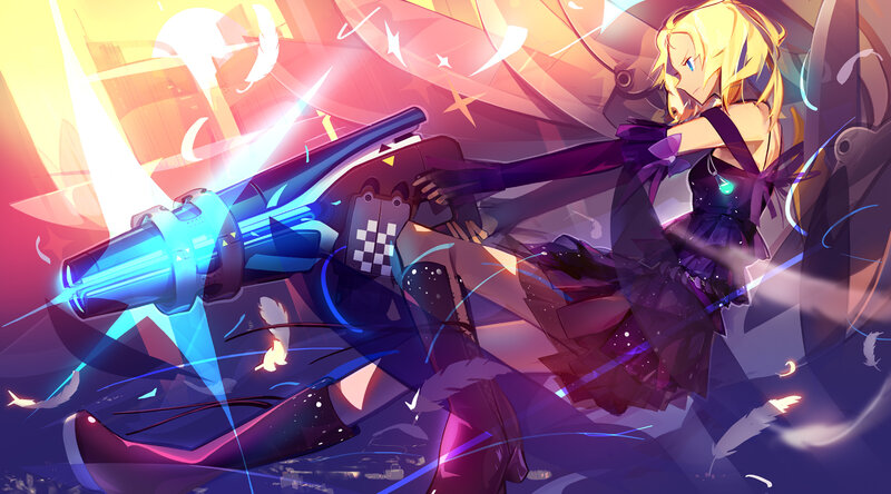 Blonde Girl with Gun — Purple