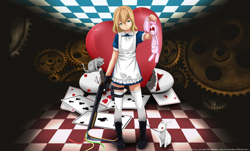 Blonde Girl with Gun — Red