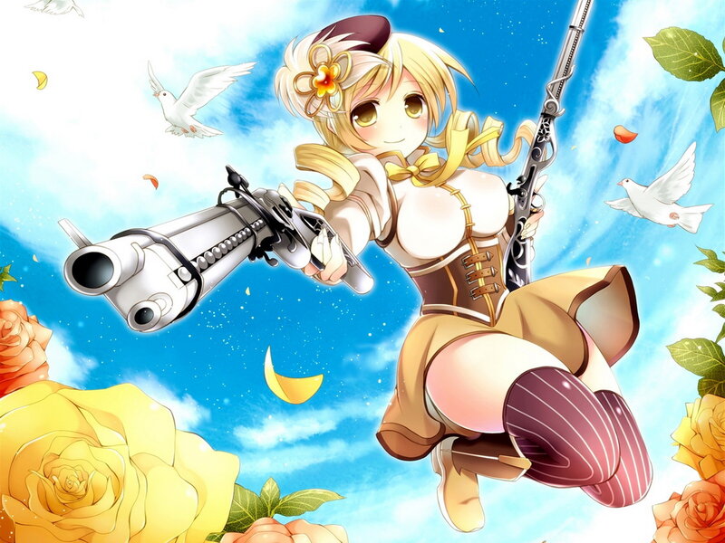 Blonde Girl with Guns — Blue