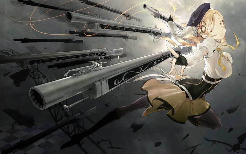 Blonde Girl with Guns — Gray, Dramatic, Anime