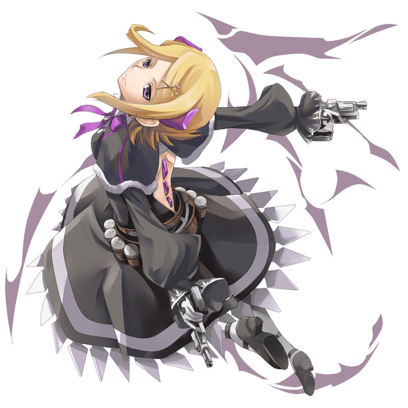 blonde girl with guns