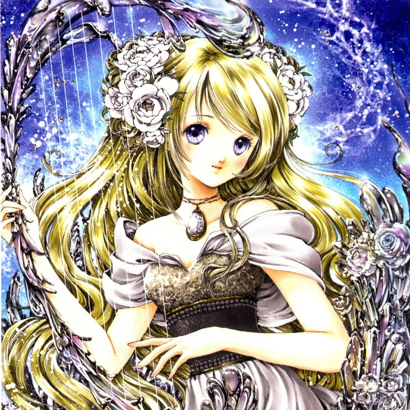 Blonde Girl with Harp — Blue