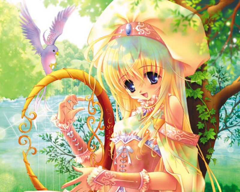 Blonde Girl with Harp